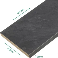 Plan de travail stratifié ardoise foncé 1850 x 610 x 28 mm
