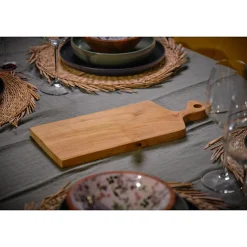 Planche à découper 40 cm bois de teck avec poignée originale - NOLA