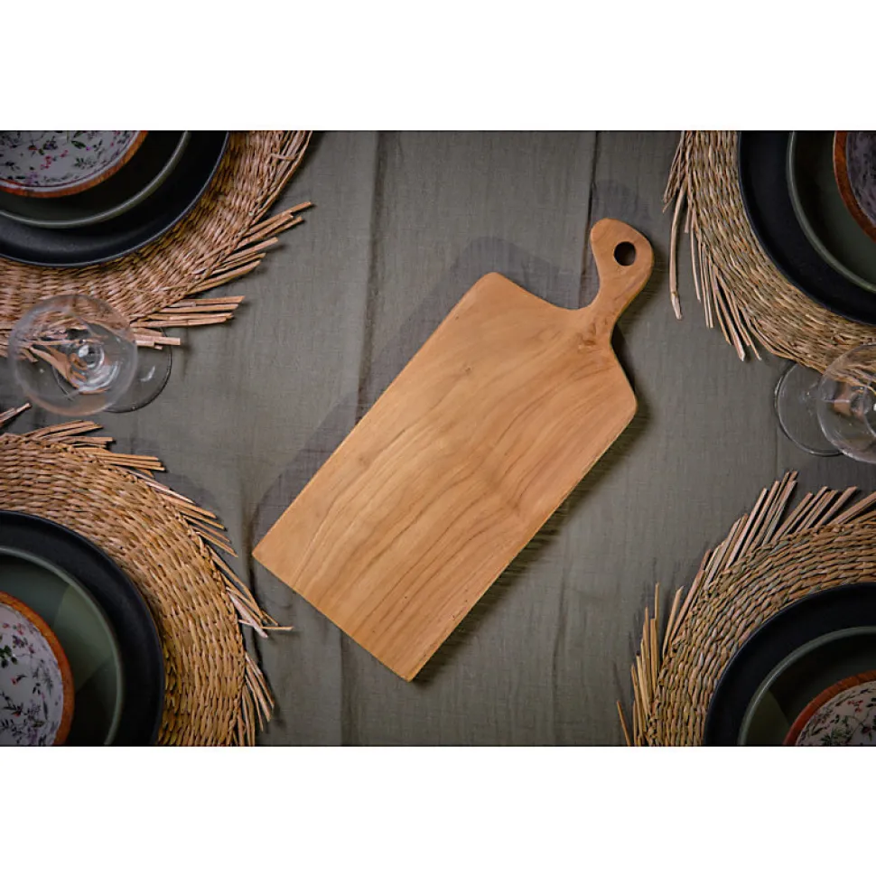 Planche à découper 40 cm bois de teck avec poignée originale - NOLA
