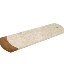 Planche à découper 38 cm en marbre beige et bois de teck - KAEL