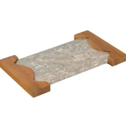 Planche à découper 38 cm en marbre gris et bois de teck - ZEPHYR