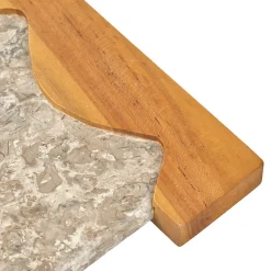 Planche à découper 38 cm en marbre gris et bois de teck - ZEPHYR