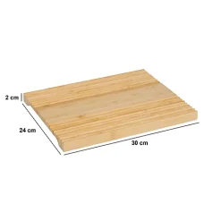 Planche à découper avec rainures en bambou 30x24cm - Beige- 5five
