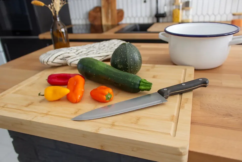 Planche à découper avec rebord en bambou L.45 x l.35 cm