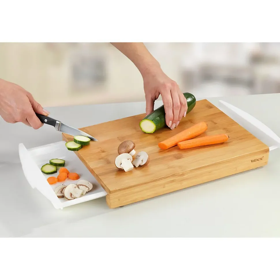 Planche à découper avec tiroirs - 40,5 x 25 cm - Bambou