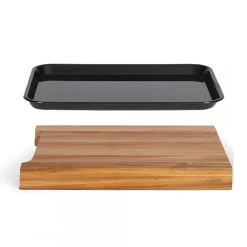 Planche à découper bois 36.5x27.5cm + bac récupérateur Livoo MES155