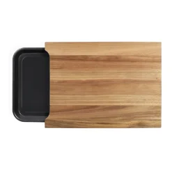 Planche à découper bois 36.5x27.5cm + bac récupérateur Livoo MES155