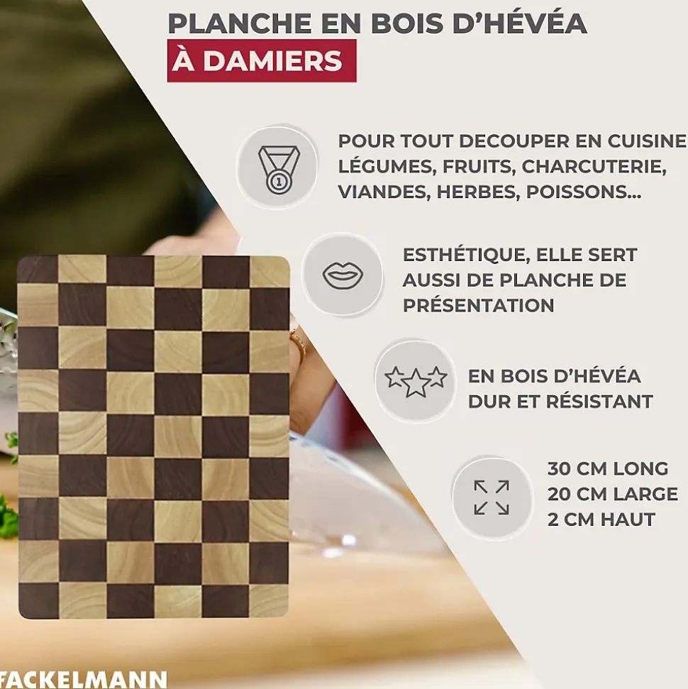 Planche à découper en hévéa Fackelmann Boissellerie