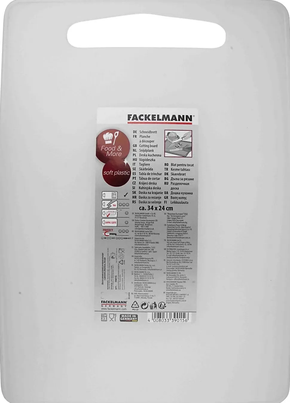 Planche à découper en plastique 34 x 24 cm Fackelmann Basic