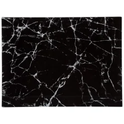 Planche à découper en verre effet marbre noir 40 x 30 cm