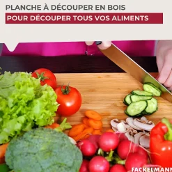 Planche à découper, hêtre avec rigolle et collecteur de sang 45 x 25 cm Fackelmann Wood Edition