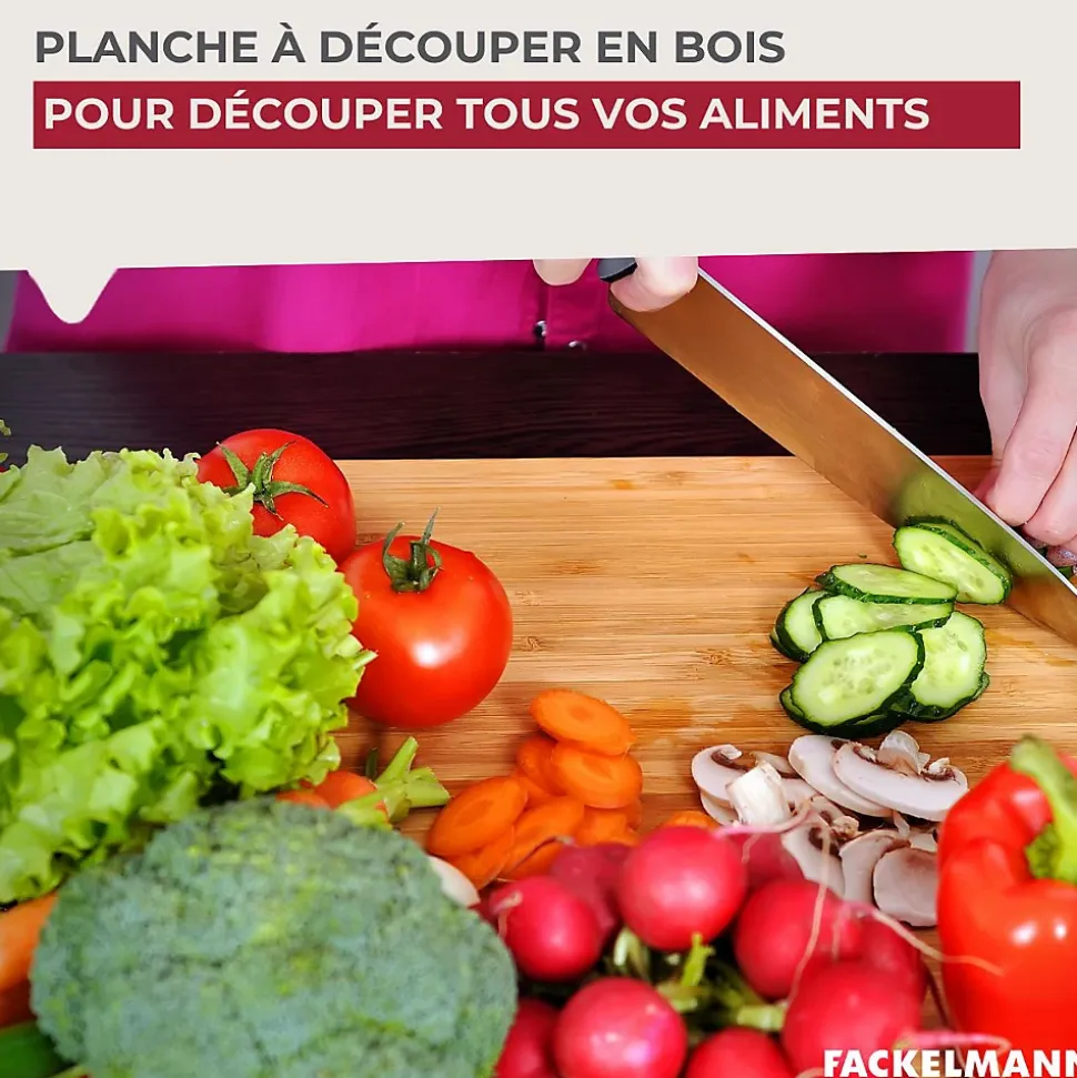 Planche à découper, hêtre avec rigolle et collecteur de sang 45 x 25 cm Fackelmann Wood Edition