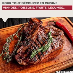 Planche à découper, hêtre avec rigolle et collecteur de sang 45 x 25 cm Fackelmann Wood Edition