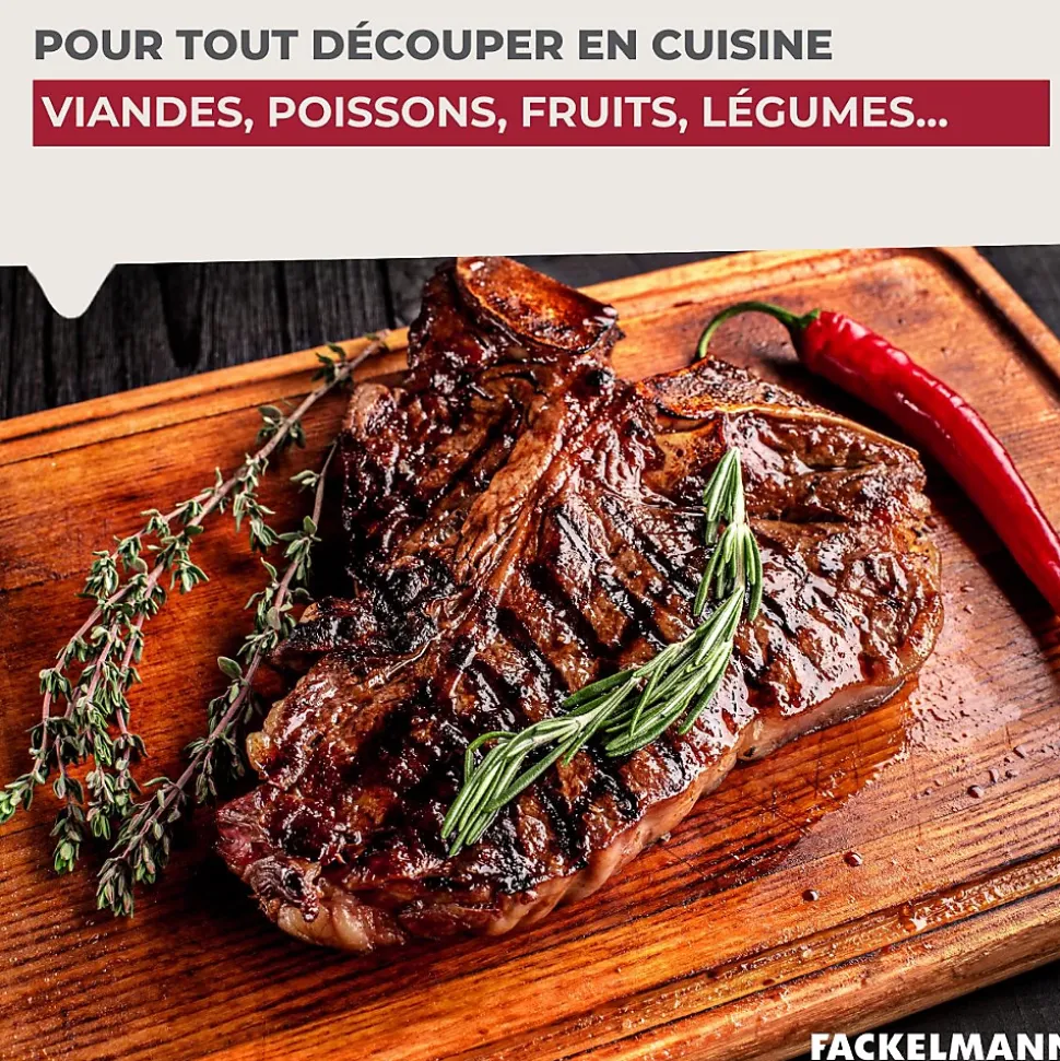 Planche à découper, hêtre avec rigolle et collecteur de sang 45 x 25 cm Fackelmann Wood Edition