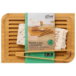 Planche à découper pain avec accessoires bambou 40x27cm - Beige- 5five