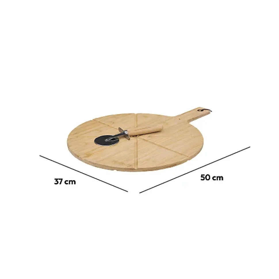 Planche à découper pizza avec roulette 37cm Bambou - 5Five