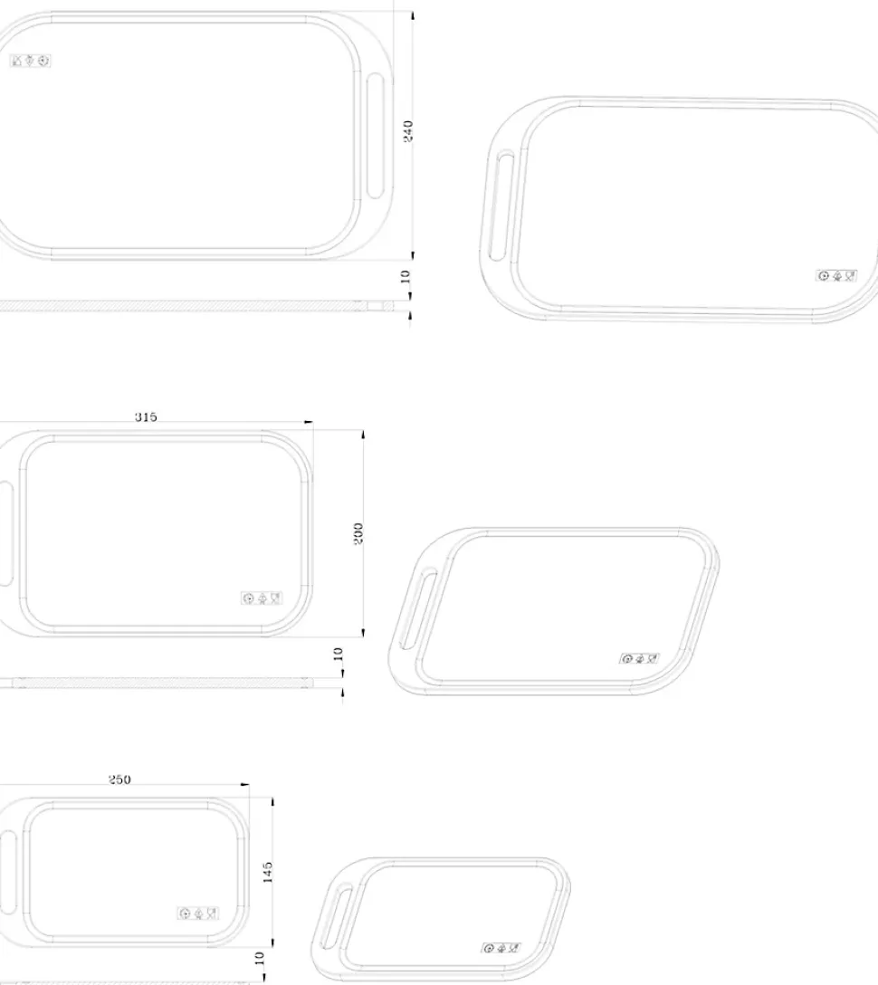 Planche à découper plastique GoodHome Datil coloris blanc, 3 pièces