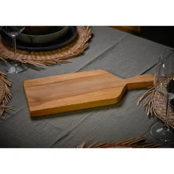 Planche à découper rectangle 40 cm en bois de teck avec manche - MAVA