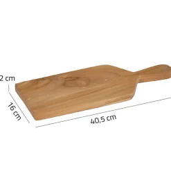 Planche à découper rectangle 40 cm en bois de teck avec manche - MAVA