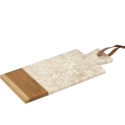 Planche à découper rectangle 35 cm marbre beige et bois de teck - FITZ