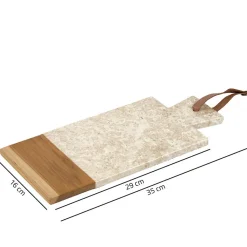 Planche à découper rectangle 35 cm marbre beige et bois de teck - FITZ