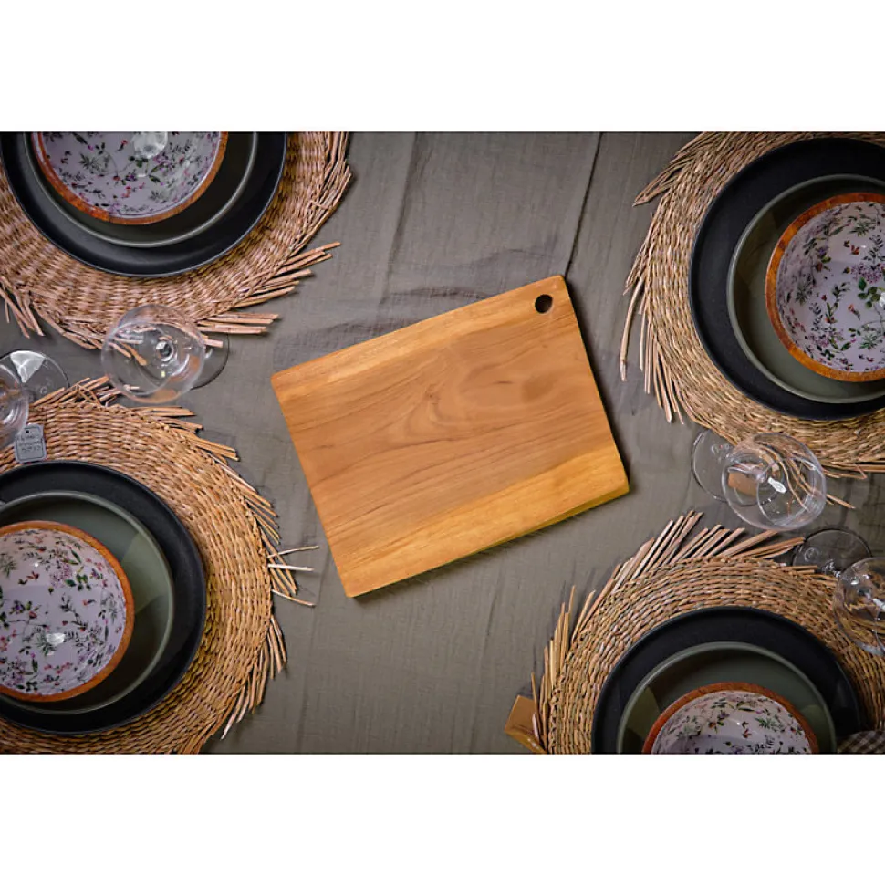 Planche à découper rectangulaire 30 cm en bois de teck - MELBA