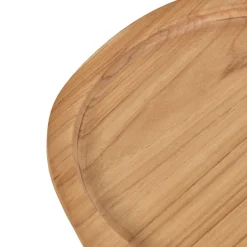 Planche à découper ronde 18 cm en bois de teck avec manche - EKIA