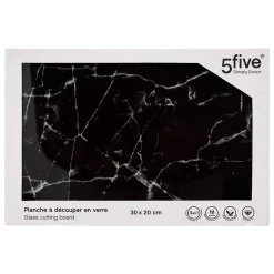 Planche à découper verre 30x20cm noir effet marbre - Noir- 5five