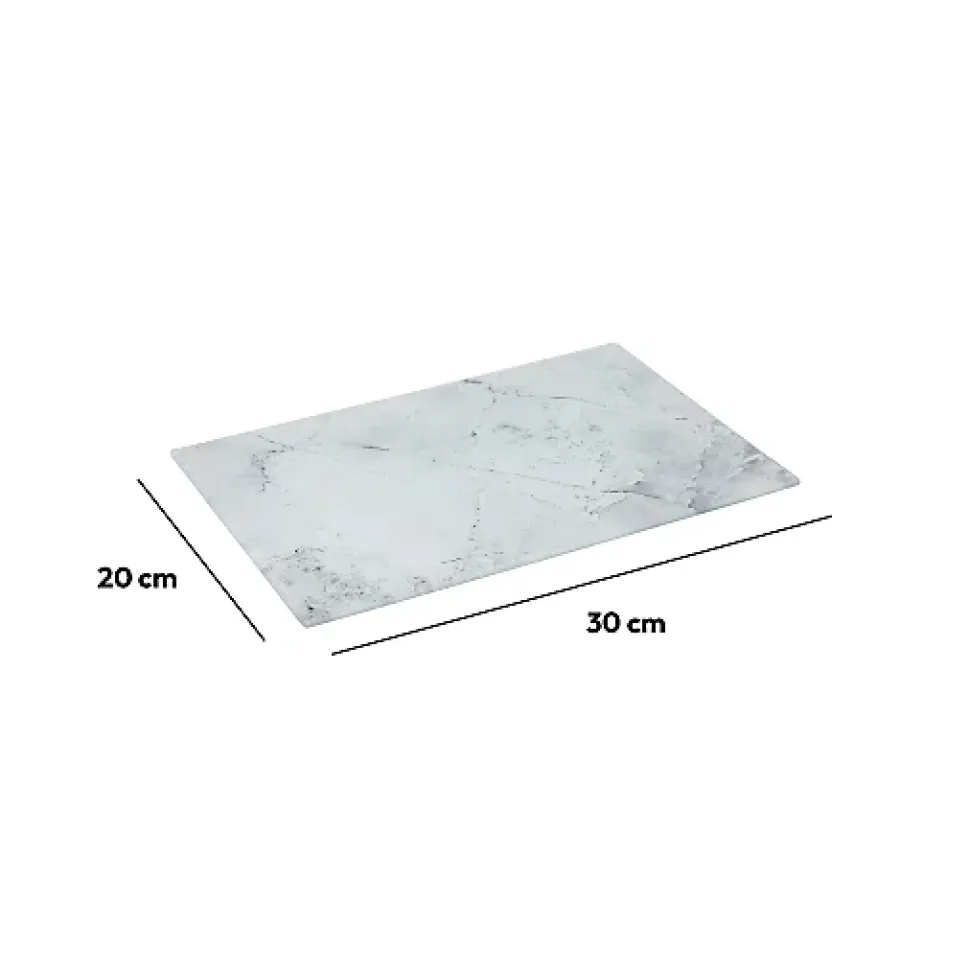 Planche à découper verre 30x20cm blanc effet marbre - Blanc- 5five