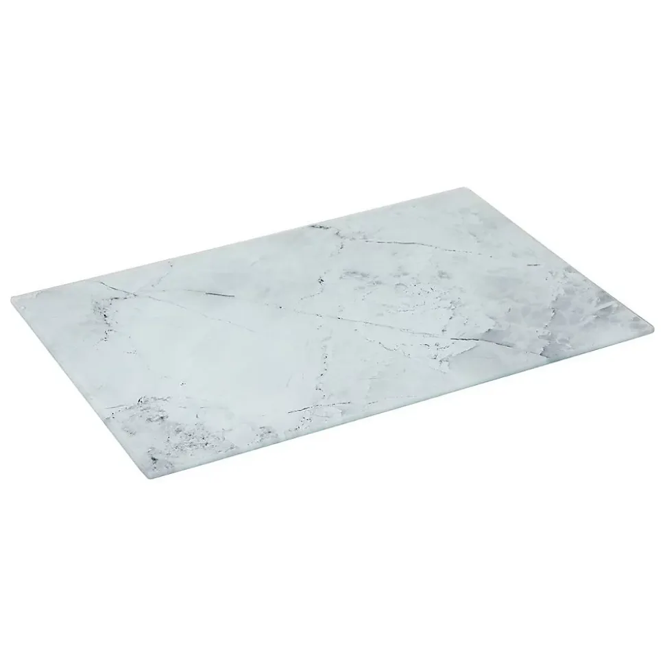 Planche à découper verre 30x20cm blanc effet marbre - Blanc- 5five