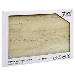 Planche à découper 30x20cm Harmony en verre trempé - Beige- 5five