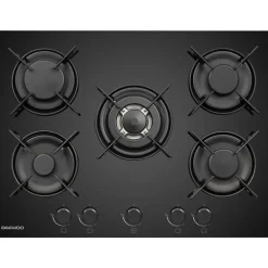 Plaque de Cuisson - Table a GAZ Plaque de cuisson a gaz - DAEWOO - 5 foyers - 70 cm - BH7GKF51BNM - Noir