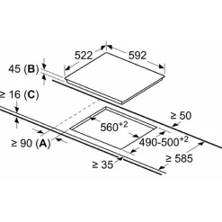 Plaque de Cuisson - Vitroceramique Table vitro 60cm BOSCH - PKF611BB8E - Commande a l'avant - Sans cadre - Zone double - Noir