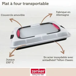 Plaque de cuisson 42 x 29 cm avec couvercle Zenker Special To Go