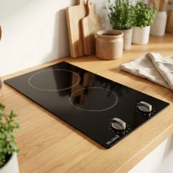 Plaque de Cuisson Domino 2 Feux - Commandes Boutons & Manettes - Grand Foyer 18 cm - 3000W