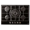 Plaque de cuisson gaz 5 foyers Cooke & Lewis coloris noir l.75 x P.52,3 x H.9,5 cm