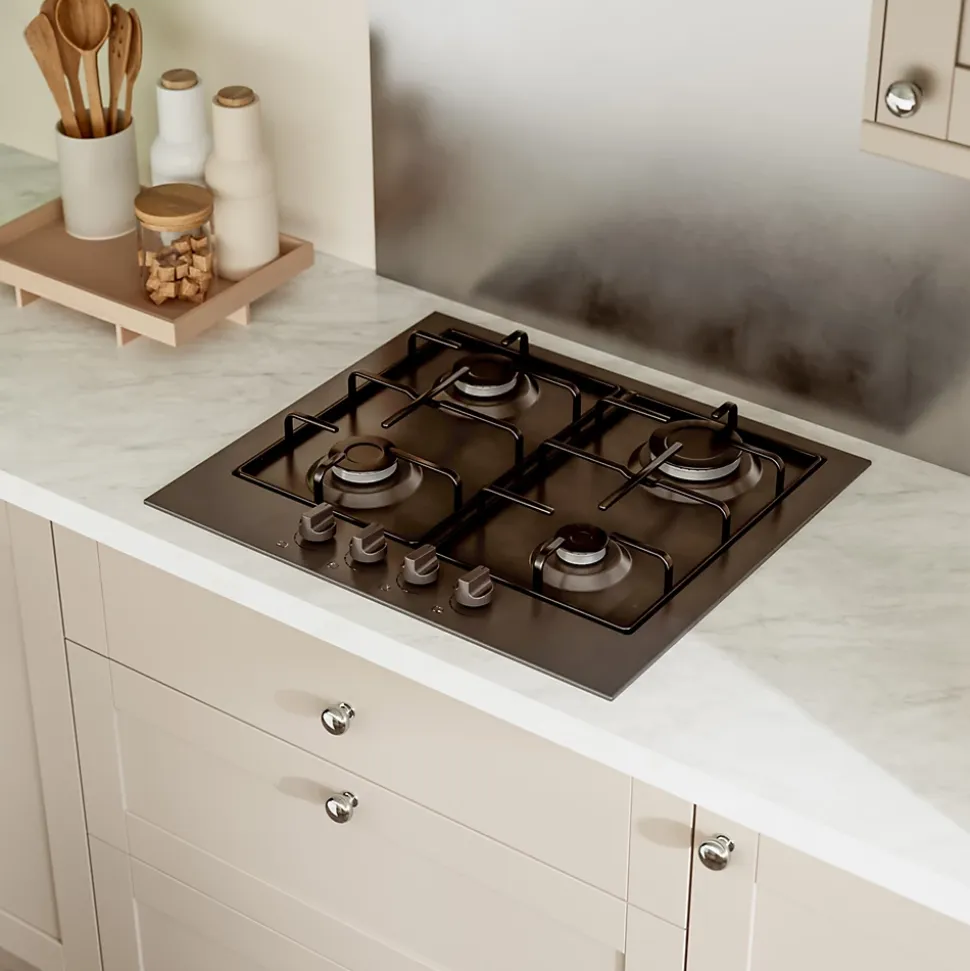 Plaque de cuisson gaz 4 foyers - coloris noir - l.58 x P.51 x H.8,3 cm NN4BGASBUK