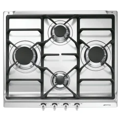 Plaque de cuisson gaz 4 foyers - coloris argent - l.60 x P.50,3 x H.7,6 cm - Smeg S60GHS