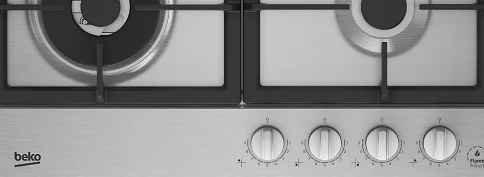 Plaque de cuisson gaz 4 foyers - coloris inox - l.58 x P.51 x H.4,6 cm - Beko HIAW64325SX