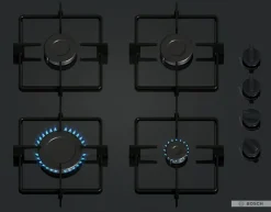 Plaque de cuisson gaz 4 foyers - coloris noir l.59 x P.52 x H.4,5 cm - Bosch POP6B6K30