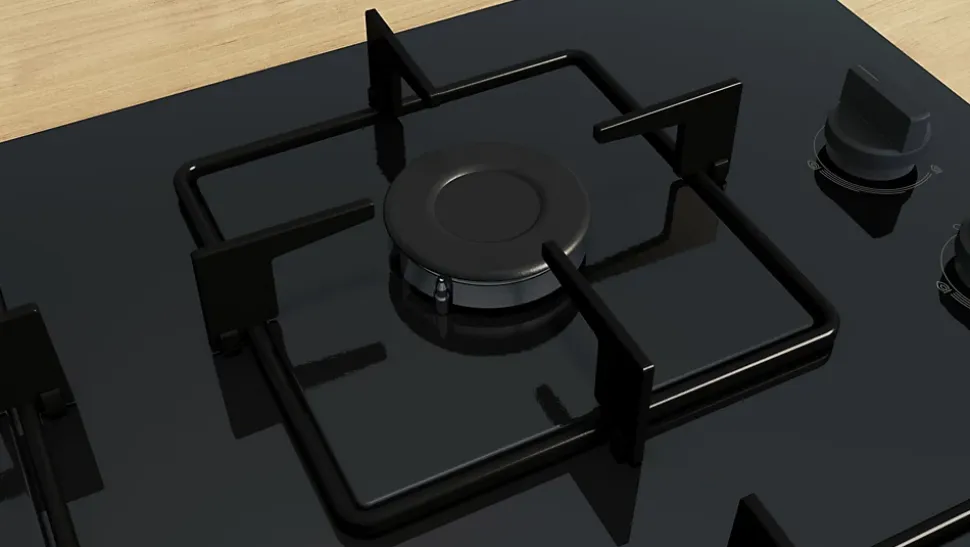 Plaque de cuisson gaz 4 foyers - coloris noir l.59 x P.52 x H.4,5 cm - Bosch POP6B6K30