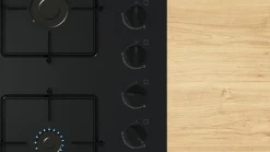 Plaque de cuisson gaz 4 foyers - coloris noir l.59 x P.52 x H.4,5 cm - Bosch POP6B6K30