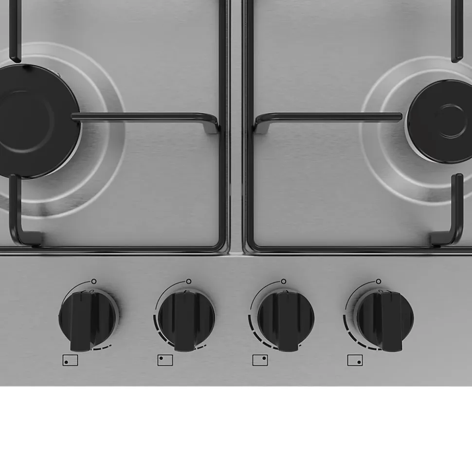 Plaque de cuisson Gaz 4 foyers - coloris inox - l.58 x P.51 x H.4,5 cm NN4BGASSEU