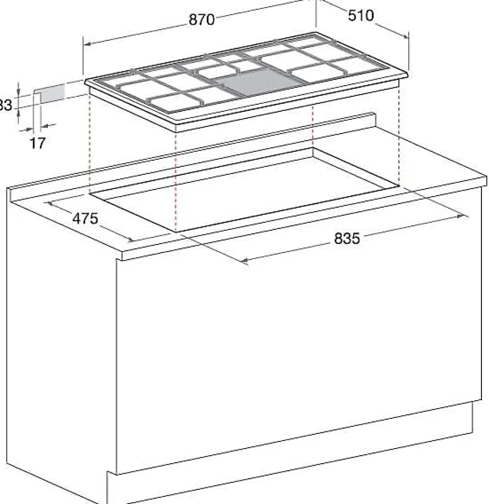 Plaque de cuisson gaz hotpoint 51 cm