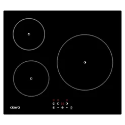 Plaque de cuisson induction 3 foyers 5600W L59xP52cm minuterie individuelle 9 niveaux de puissance Ciarra CD3BIH-F