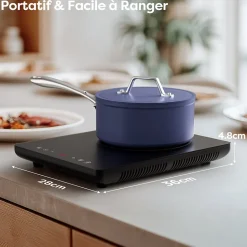 Plaque de cuisson induction Portable 1 Feux 2000W 9 Niveaux de Puissance Verrouillage Enfant Minuterie CDV201T