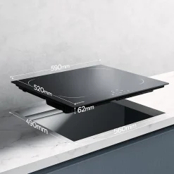 Plaque de cuisson induction 4 foyers 6000W L59xP52cm commande tactile 9 niveaux de puissance Ciarra CD4BIH-C