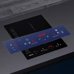 Plaque de cuisson induction aspirante L39cm 3200w 2 foyers plaque avec hotte intégré 500m3h boost recyclage ou évacuation Ciarra