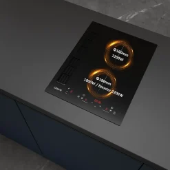 Plaque de cuisson induction aspirante L39cm 3200w 2 foyers plaque avec hotte intégré 500m3h boost recyclage ou évacuation Ciarra