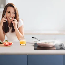 Plaque de cuisson induction aspirante L39cm 3200w 2 foyers plaque avec hotte intégré 500m3h boost recyclage ou évacuation Ciarra